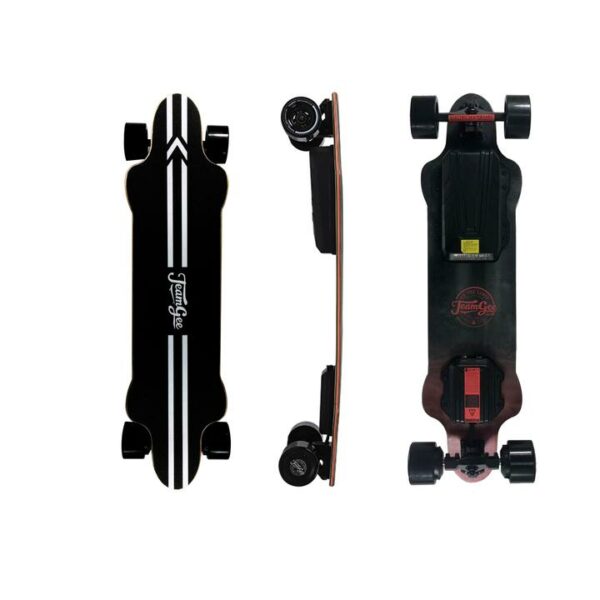 Teamgee H20 electric skateboard with black wheels