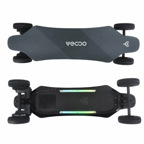 Yecoo GT AT electric longboard top and underneath of deck