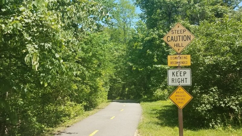 Steep Hill Caution Sign along Forest Road