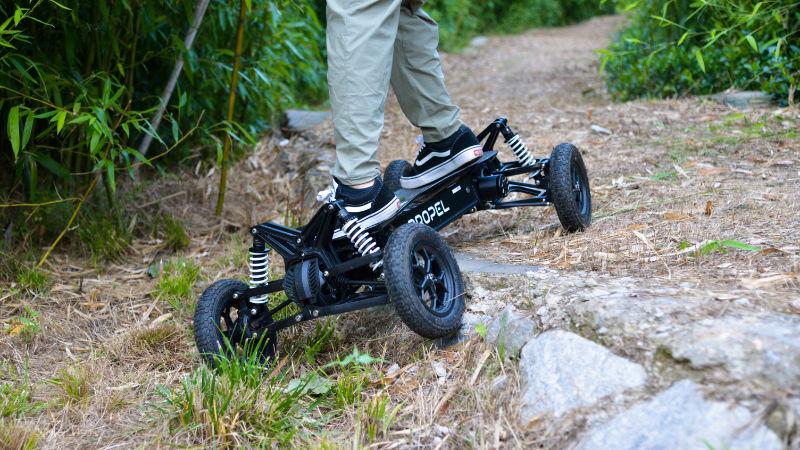 Propel X4S riding over rocks